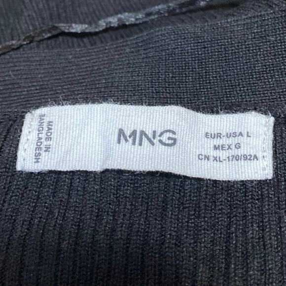 MNG Mango Black Long Sleeve Ribbed Knit Button Up Long Cardigan Sweater Size L - Picture 3 of 4